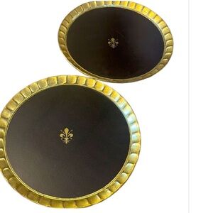 SEZZATINI VINTAGE ⭐️  hand painted wood/leather  trays